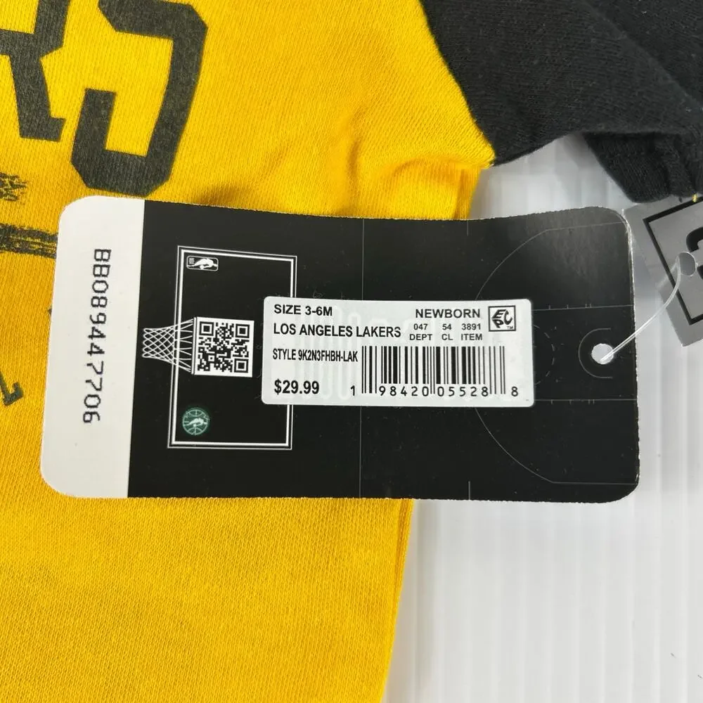 (3) NBA LA Lakers 1 PC Infant Outfits 3-6 month NWT Black Yellow White Cotton